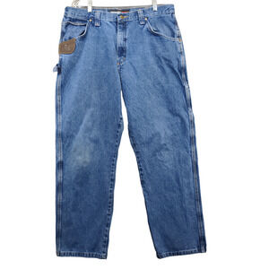 Wrangler Men's Riggs Workwear Carpenter Jeans Blue Size 38x32 Hammer Loop Cotton